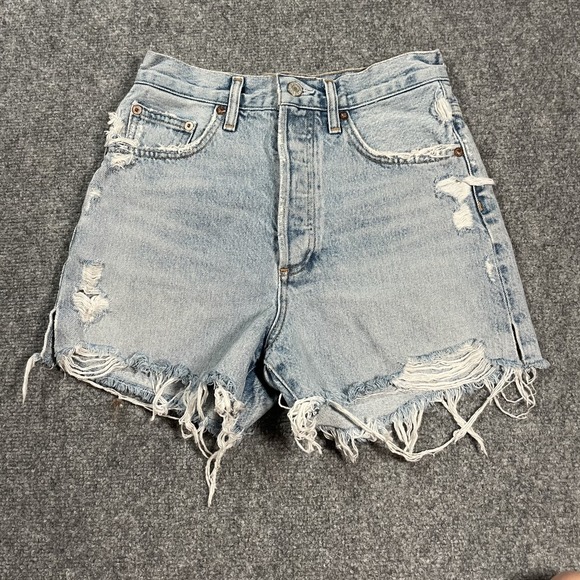 Agolde Pants - AGOLDE Dee Denim Shorts Womens 24 Thrashed Button Fly High Rise Jean Distressed